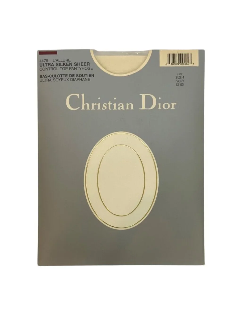 Christian Dior LAllure Ultra Silken Sheer Control Top Pantyhose Sz 4 / XL Ivory